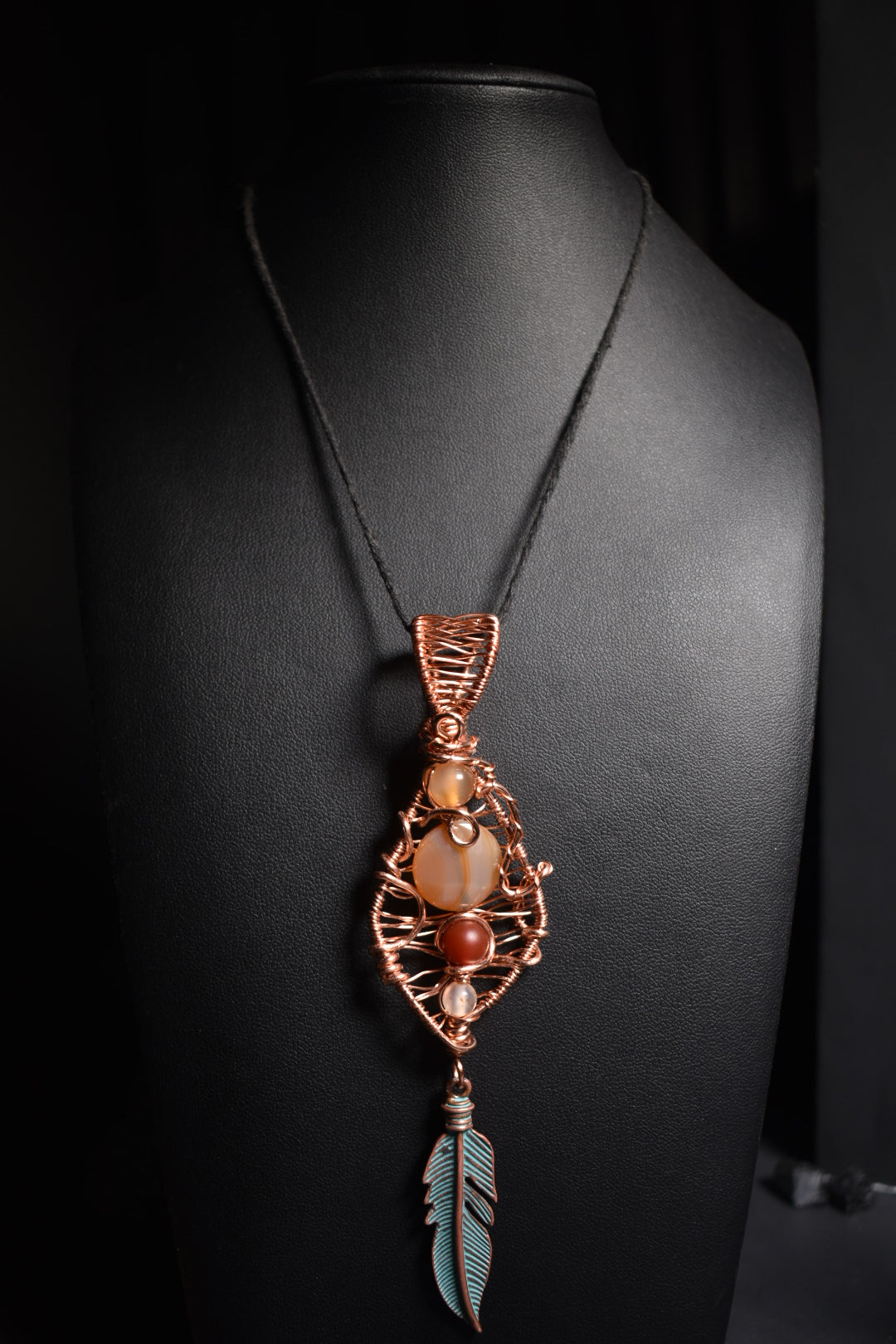 Carnelian Feather Current: Orbit: Copper Pendant - KOSMIK COLLECTIONS