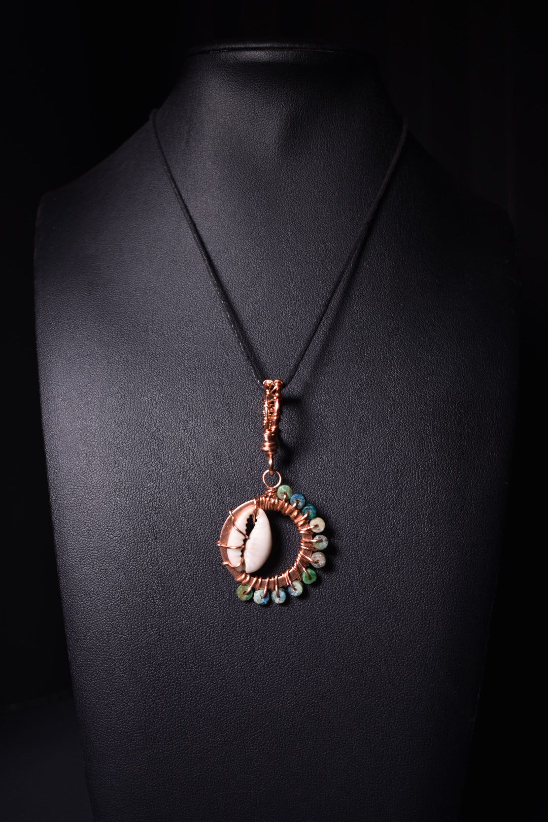 Chrysocolla & Cowrie Shell- Intuitive Compass Pendant