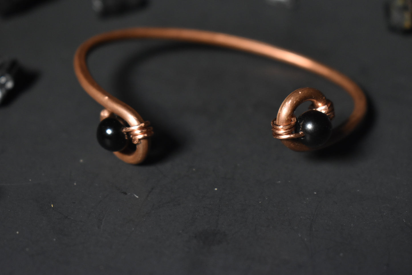 Obsidian - Orbit Half Cuff Bracelet