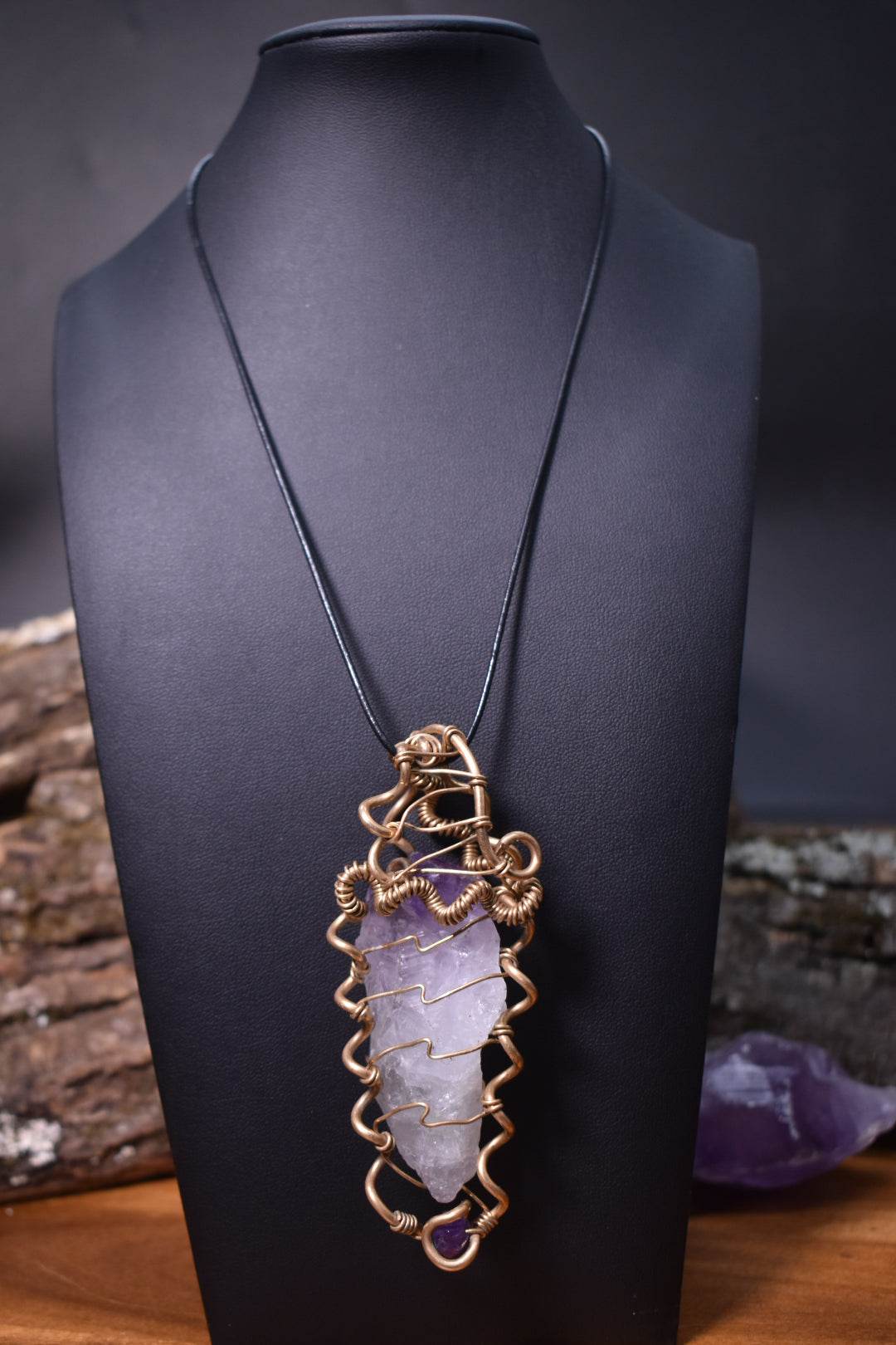 The Fifth Dimension — Amethyst Brass Pendant - KOSMIK COLLECTIONS