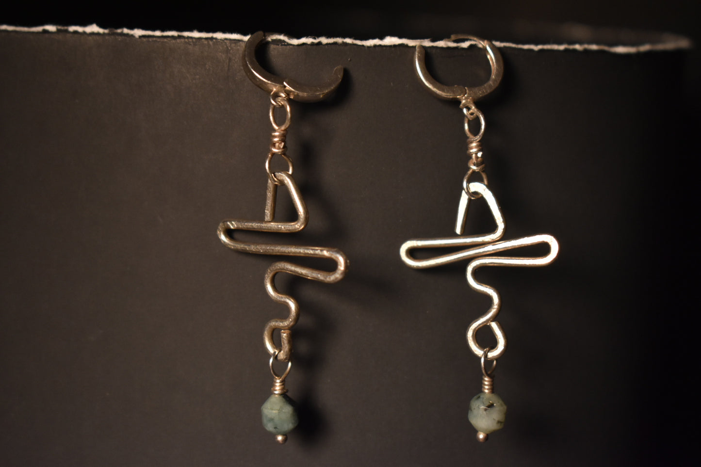 Artistic Ankh — Emerald Sterling Silver Earrings