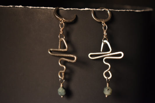 Artistic Ankh — Emerald Sterling Silver Earrings