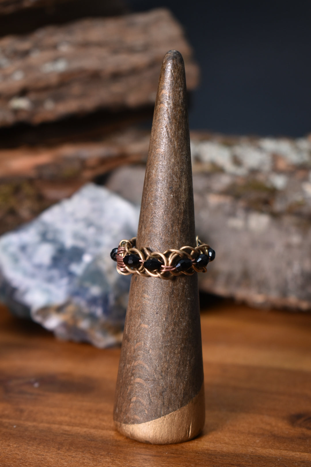 Glass Helix DNA — Brass & Copper Ring - KOSMIK COLLECTIONS