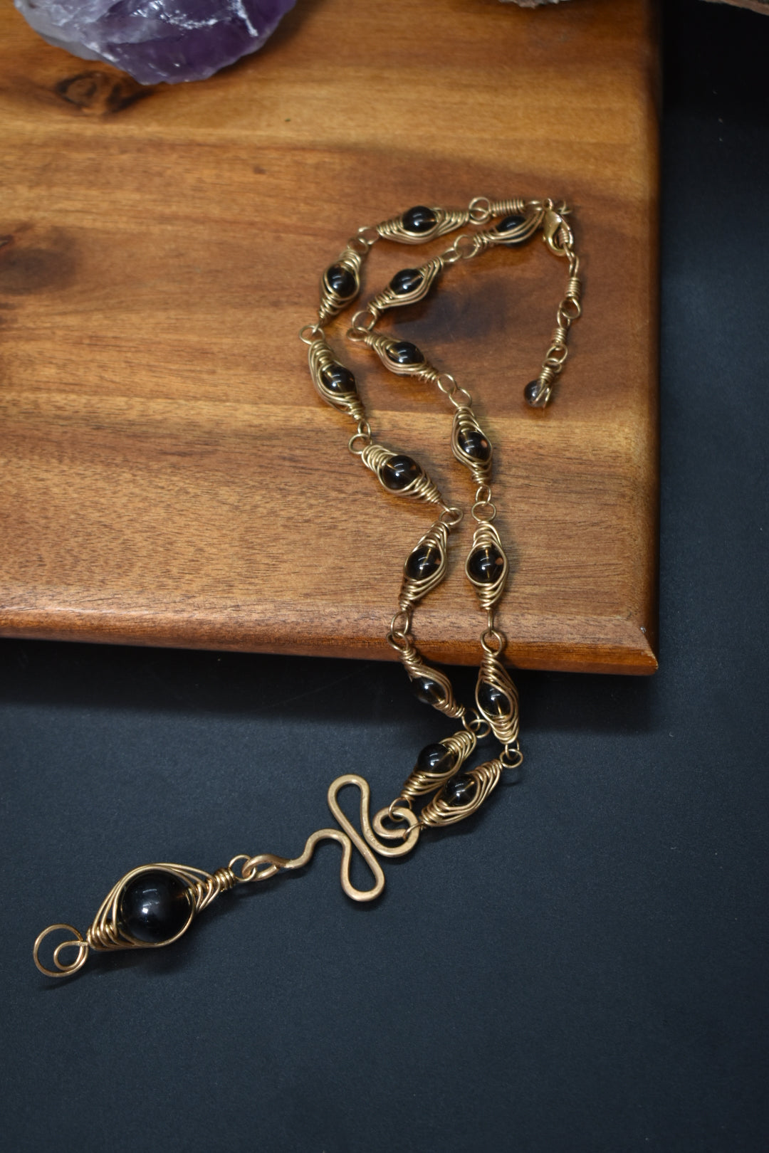 Smokey Quartz Frequency chain necklace - KOSMIK COLLECTIONS