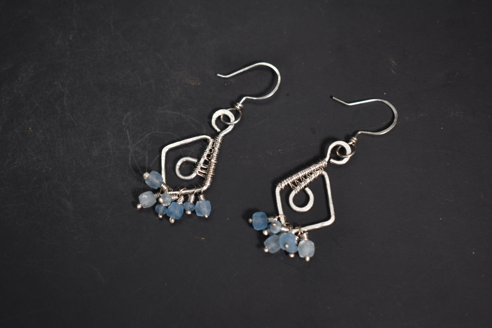 Aquamarine- Moon Bearer: Sterling Silver Earring - KOSMIK COLLECTIONS