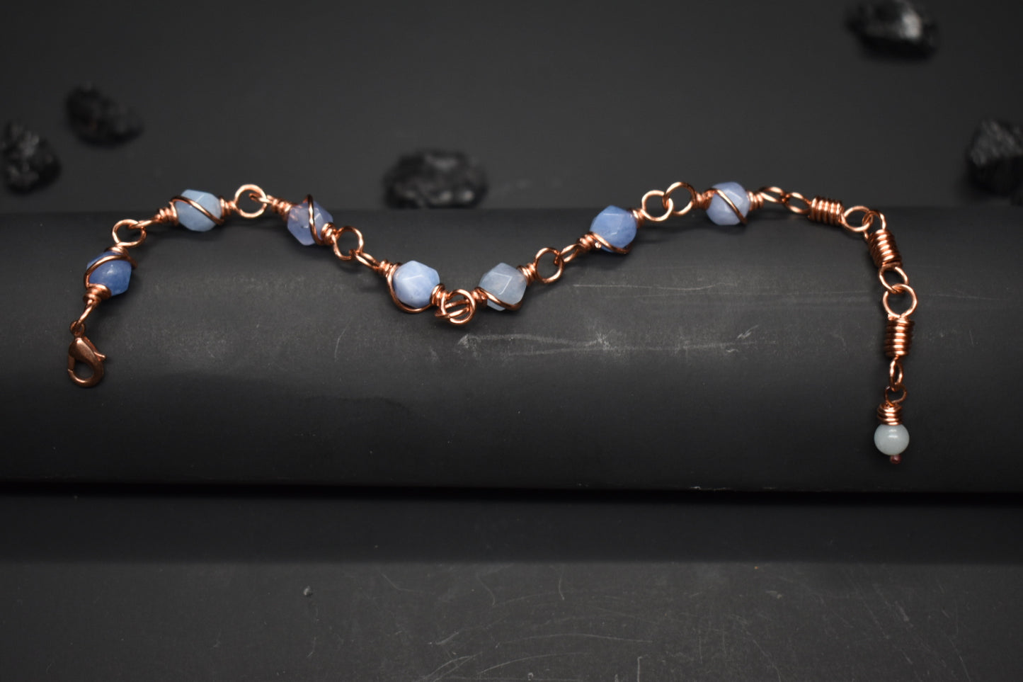 Aquamarine- Orbit: Copper Bracelet