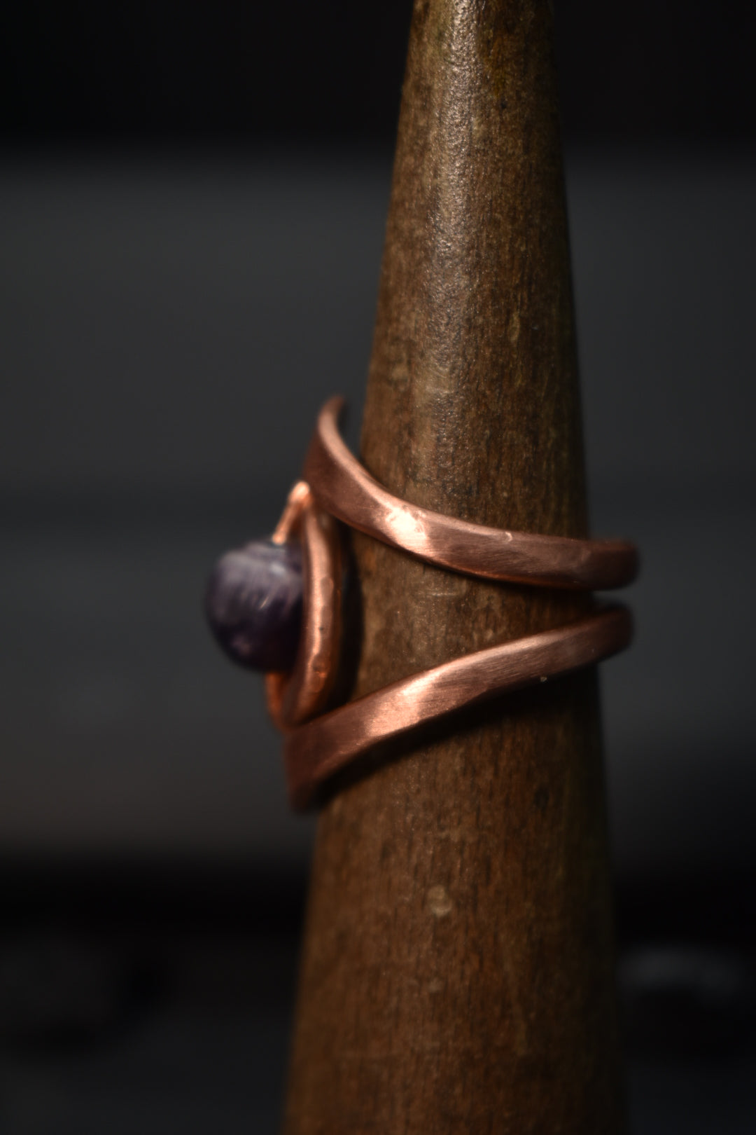 Amethyst-Solar Eye: Copper Ring
