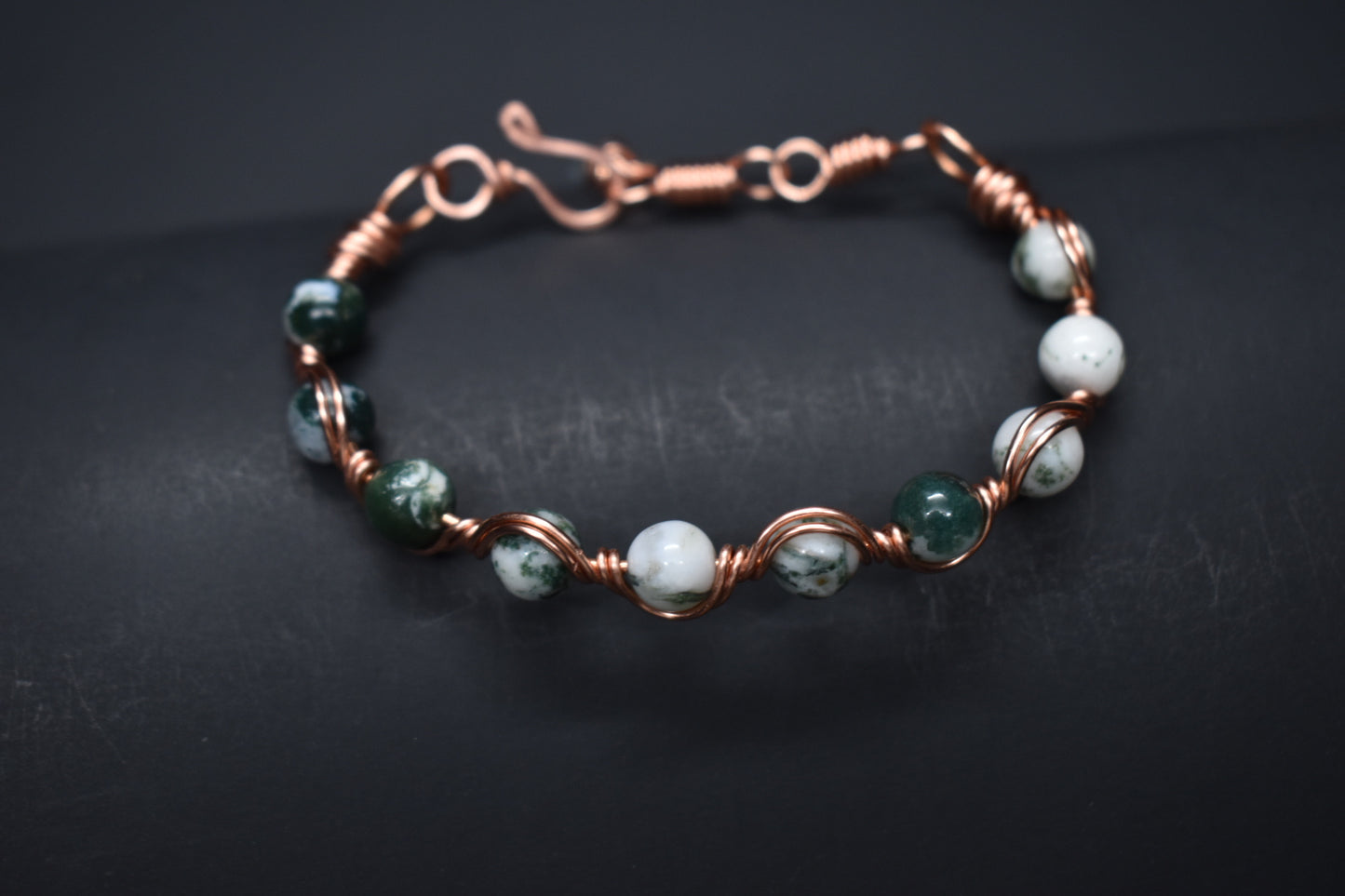 Moss Agate - Copper Frequency Bracelet