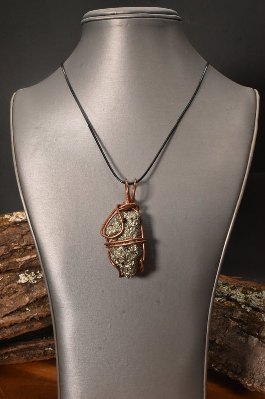 Pyrite Chippet — Copper Pendant Necklace