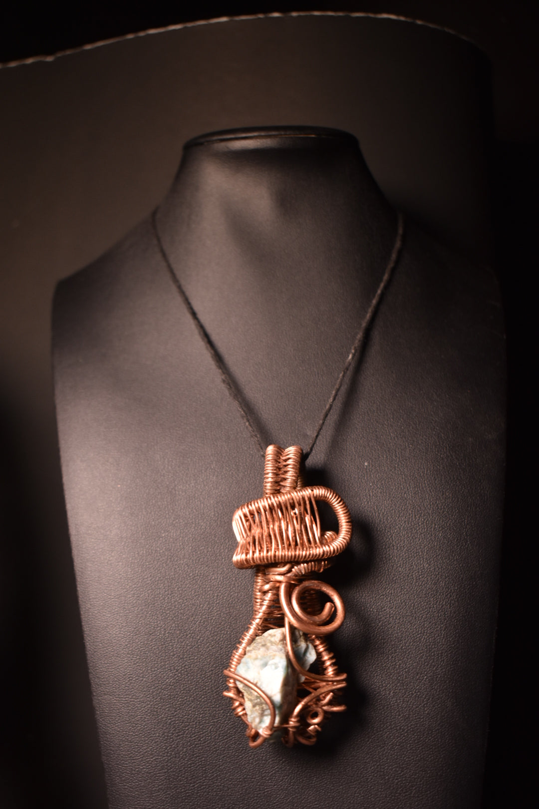 Larimar- Flame of Larmor: Copper Pendant Necklace