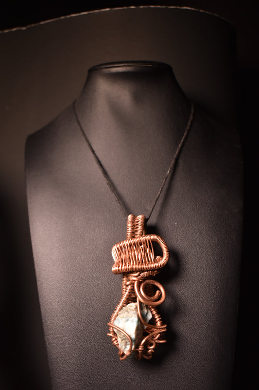 Larimar- Flame of Larmor: Copper Pendant Necklace