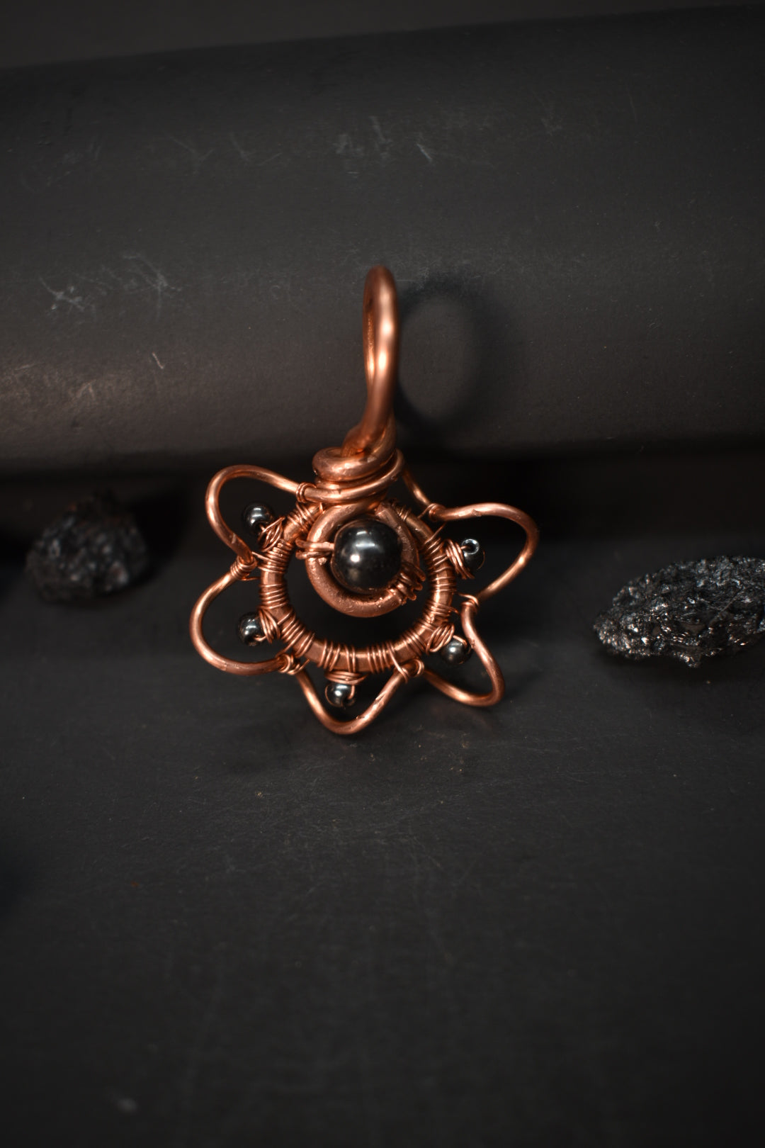 Hematite- The Stellar Atom: Copper Pendant Necklace