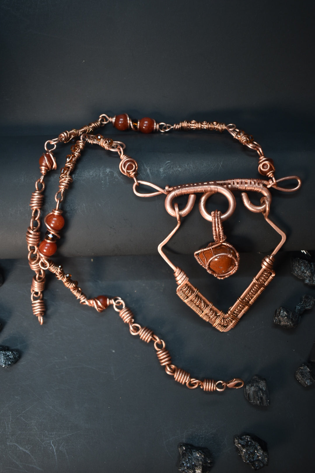 Carnelian- Stargate of the Red Sun: Copper Statement Necklace