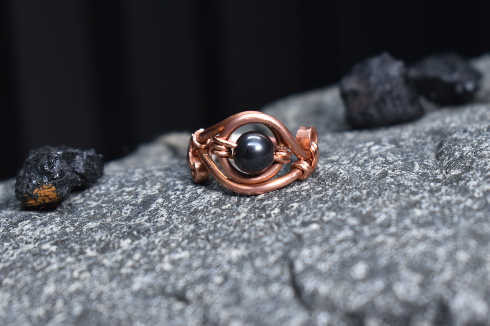 Hematite - Solar Nazar Copper Ring - KOSMIK COLLECTIONS