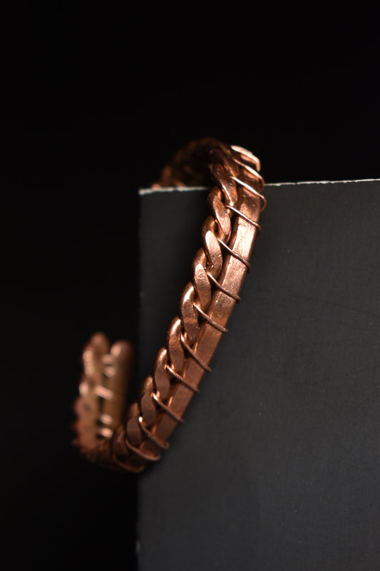 Anchored Spiral Orbit- Copper Half Cuff Bangles