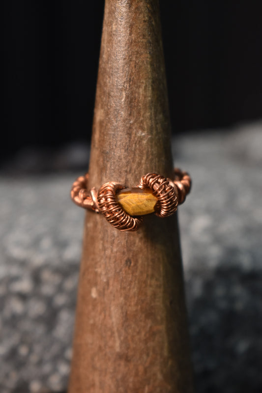 Tigers eye- Ember Lock Copper Ring