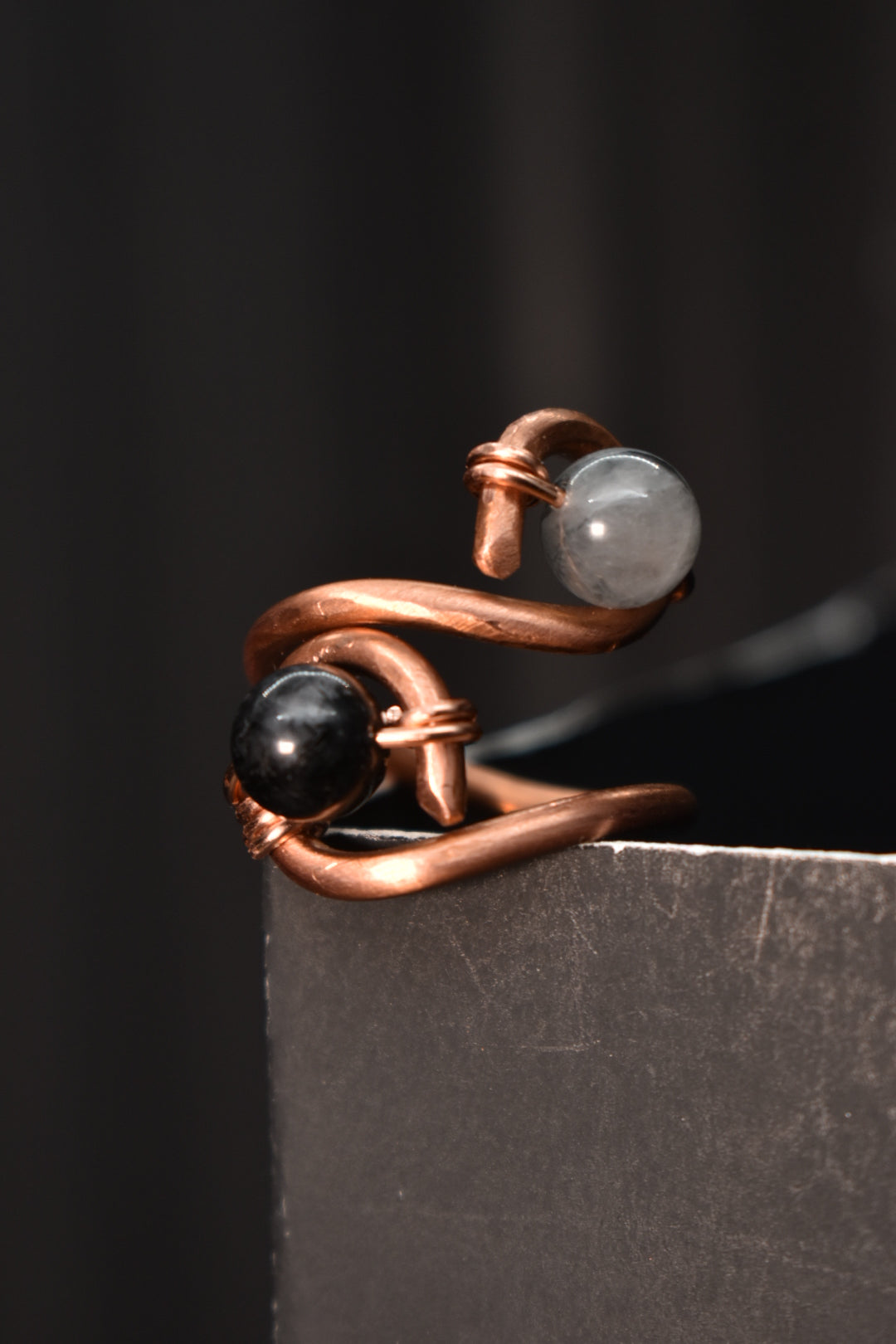 Black Tourmaline- Kosmik Glyph Ring