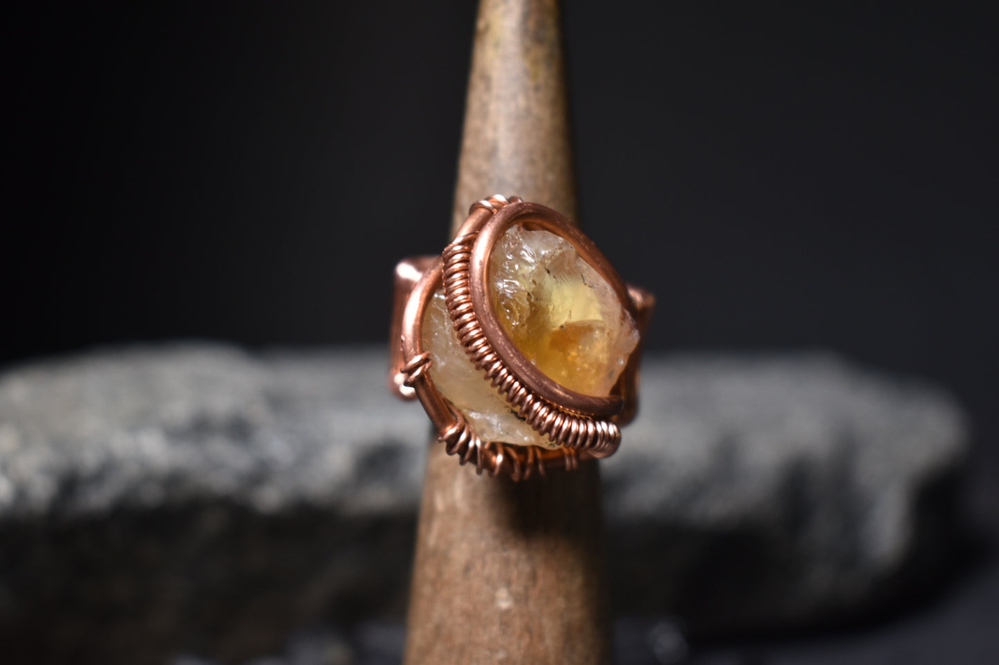 Citrine - Solar Husk: Copper Ring - KOSMIK COLLECTIONS