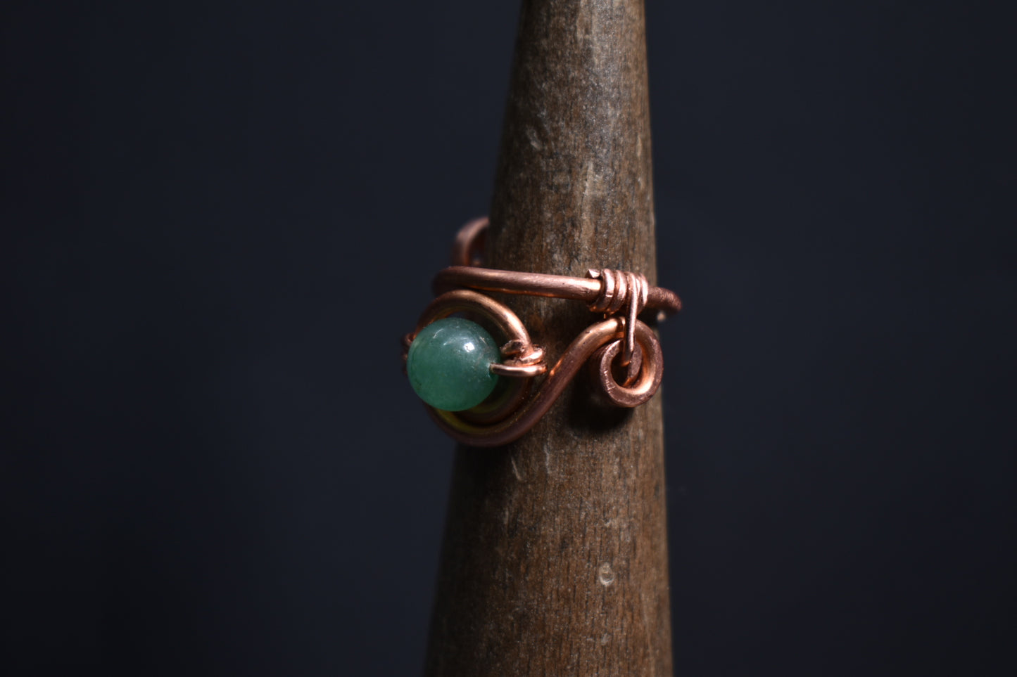 Green Aventurine - Solar Nazar Copper Ring - KOSMIK COLLECTIONS