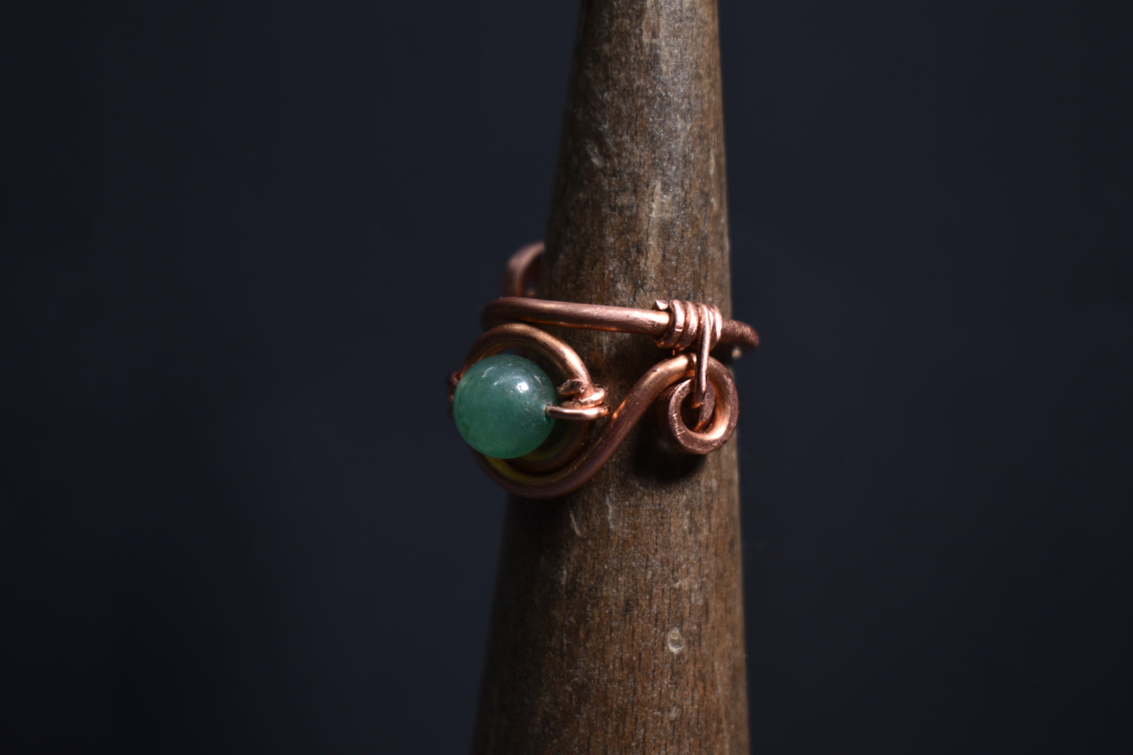 Green Aventurine - Solar Nazar Copper Ring - KOSMIK COLLECTIONS