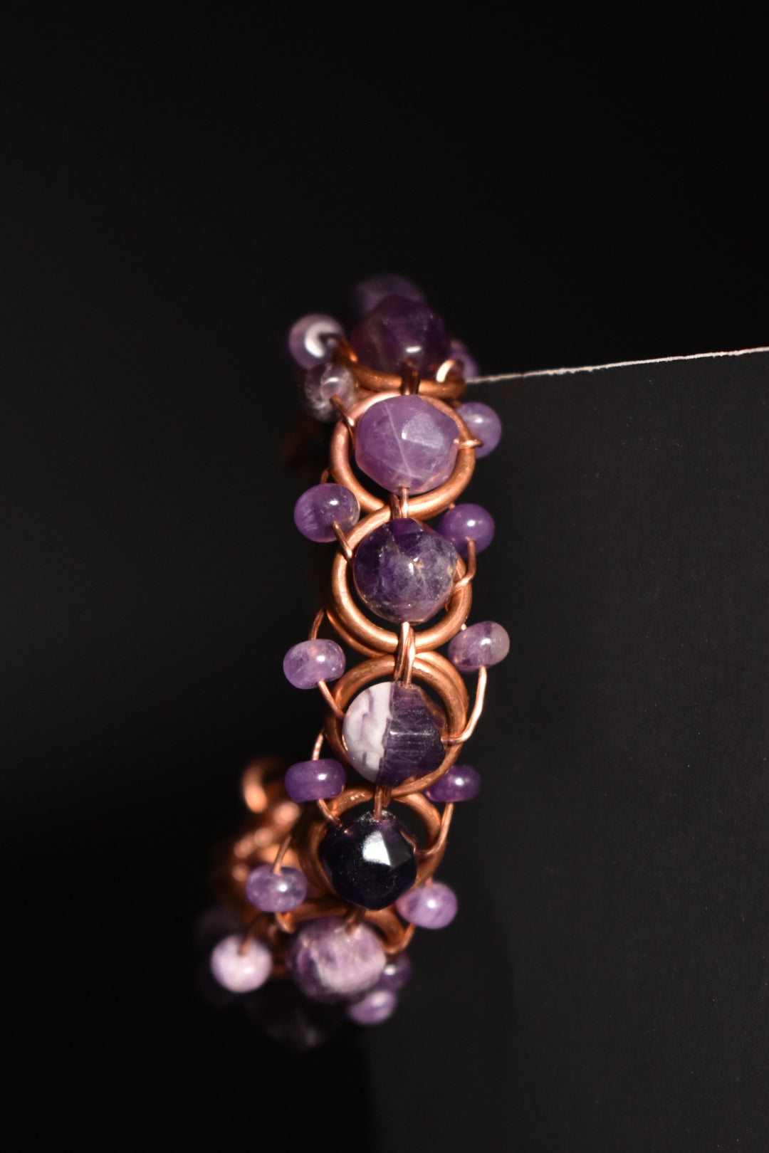 Amethyst - Helix of the Verdant Neteru : Copper Bracelet - KOSMIK COLLECTIONS