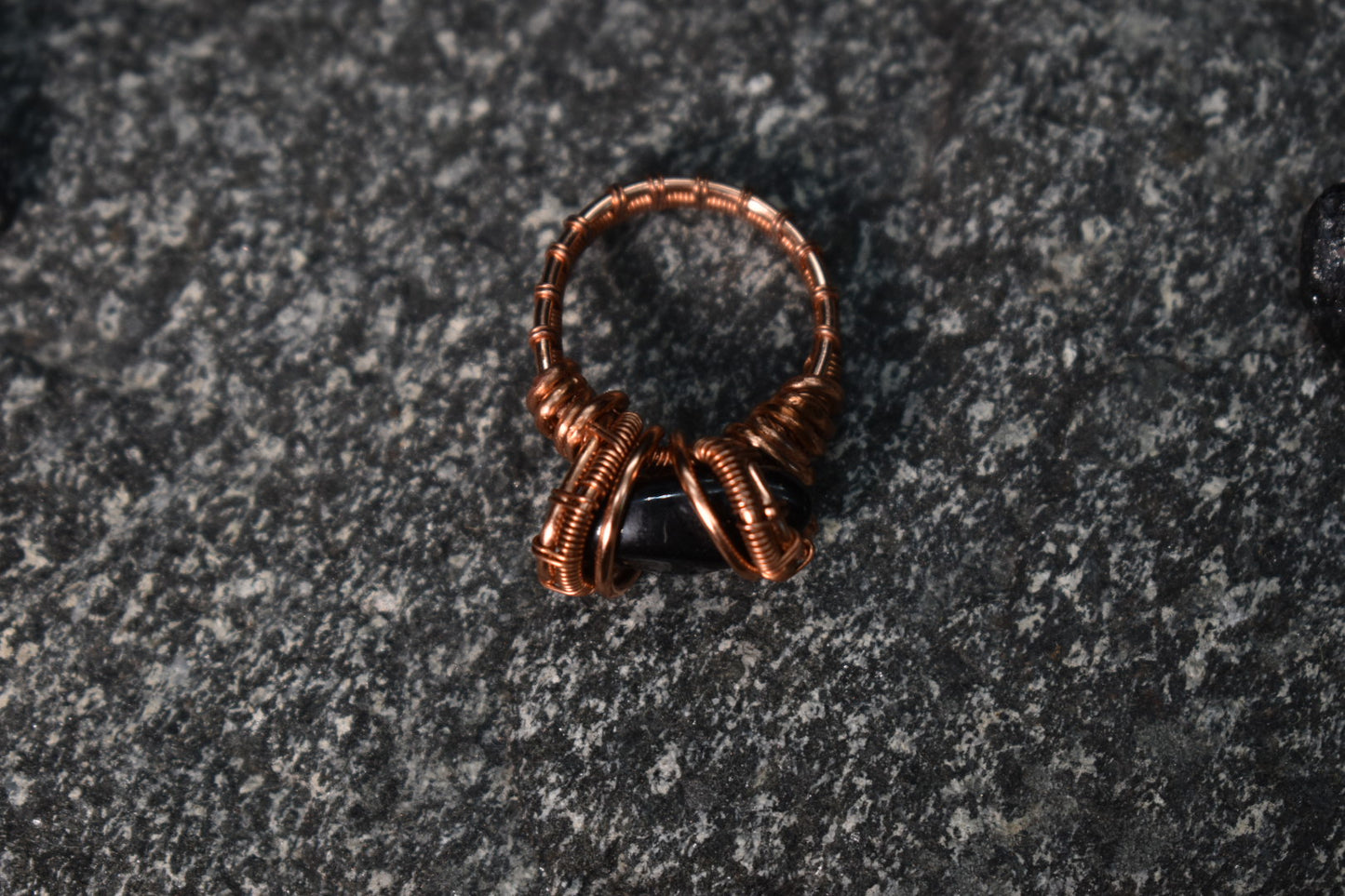 Obsidian- Gravity Axis Copper Ring