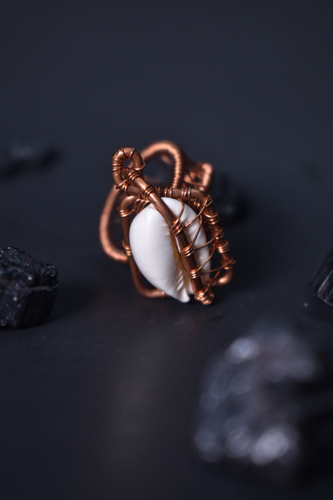 Celestial Cowrie Currents- Copper Rings