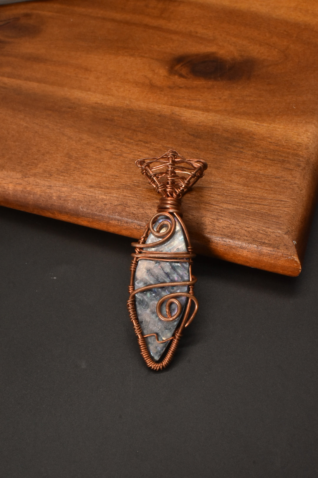 Mystical Mirror — Abalone Copper Pendant