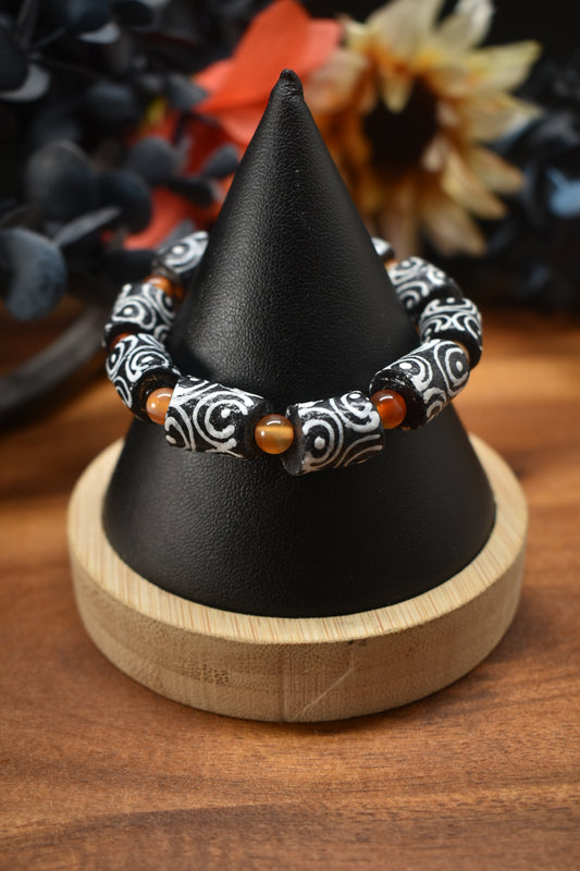 Carnelian tribal stretch bracelet
