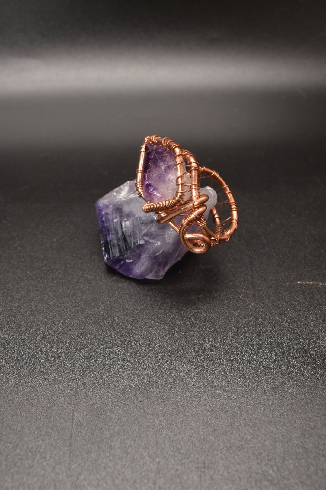 Amethyst — Artistic Copper Ring