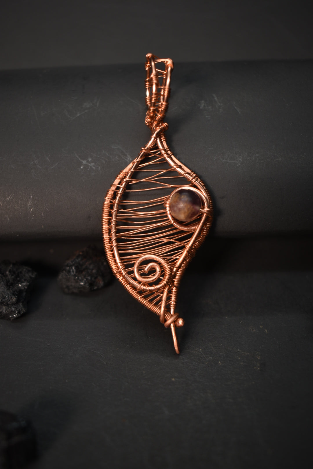 Amethyst- Veiled Starfire: Copper Pendant