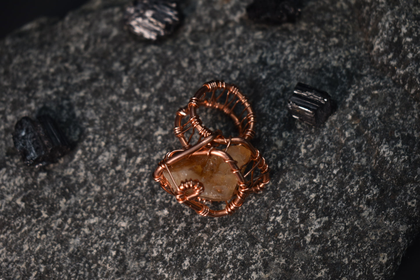 Citrine - Inner Sun Orbit Copper Ring