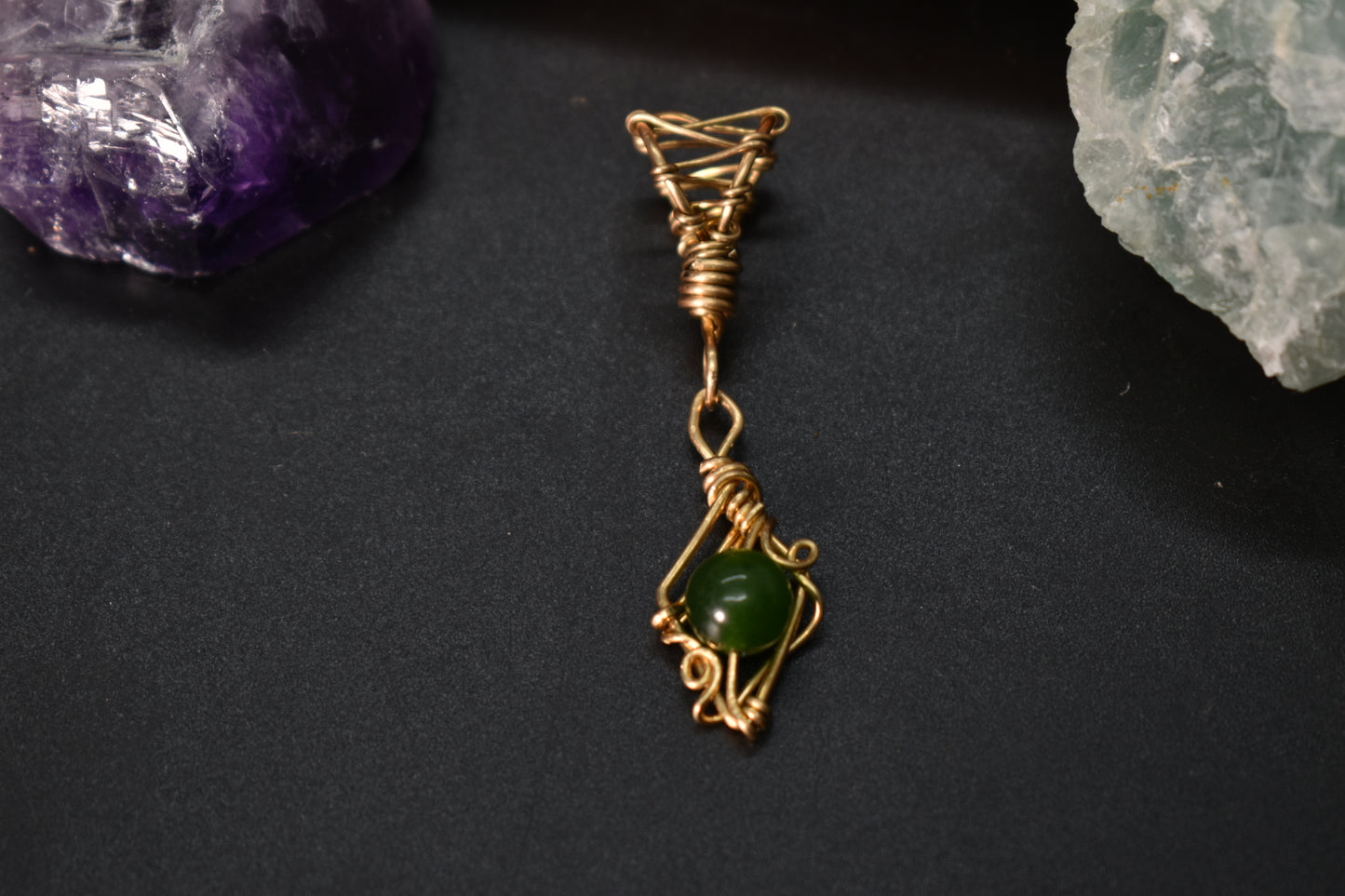 Jade Kosmik Kite — Brass Pendant Necklace - KOSMIK COLLECTIONS