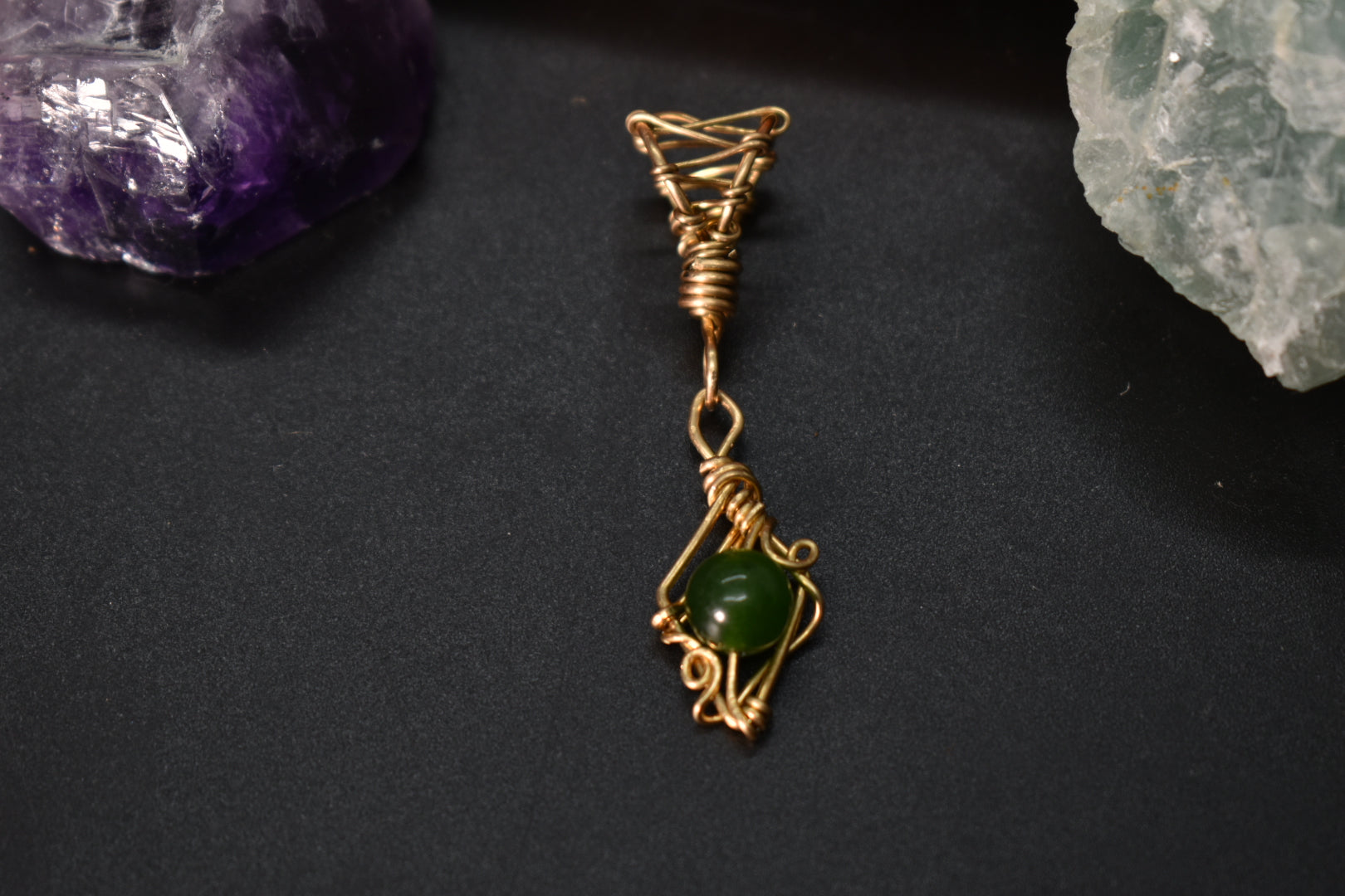 Jade Kosmik Kite — Brass Pendant Necklace - KOSMIK COLLECTIONS