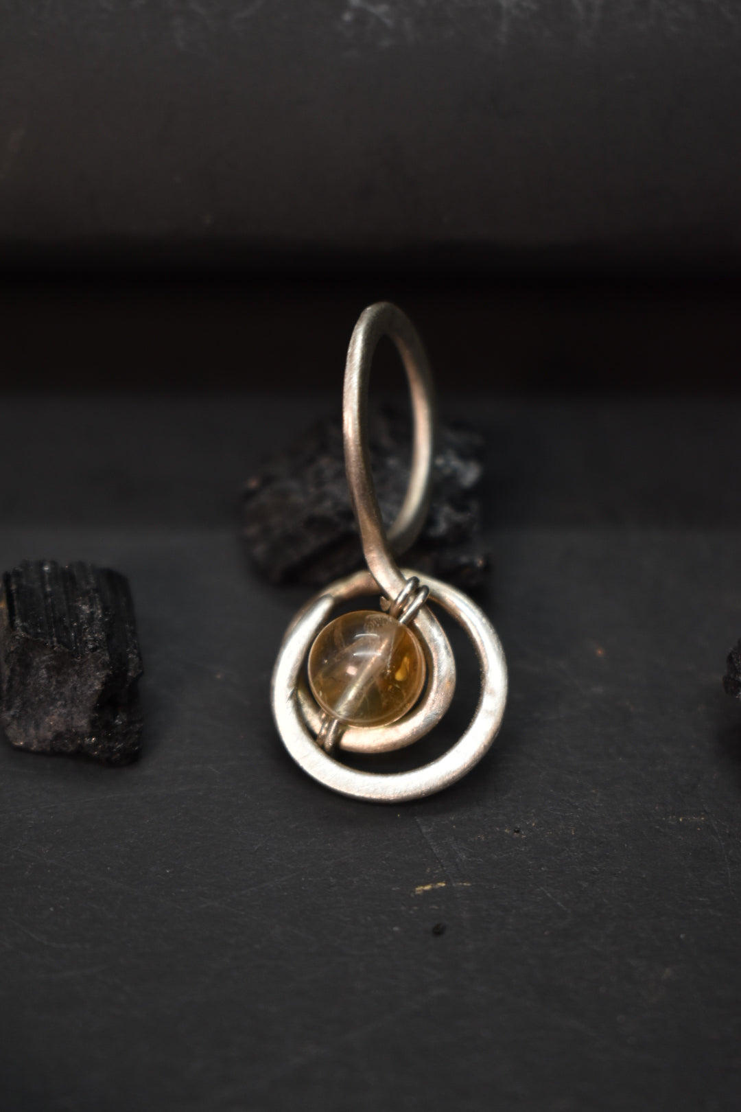 Citrine- Serpent’s Solar Gate: Sterling Silver Pendant Necklace