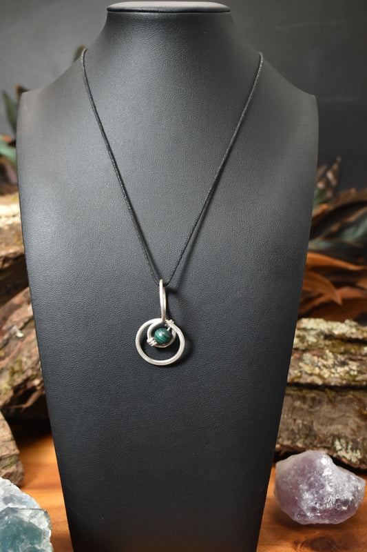 Malachite Orb — Sterling Silver Pendant Necklace