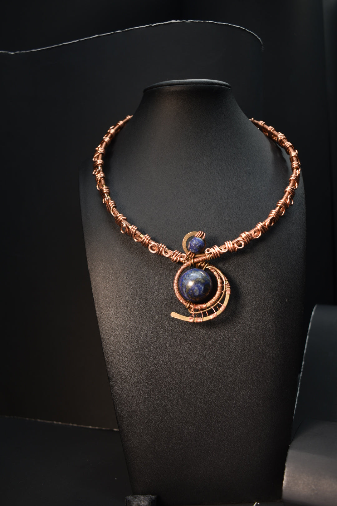 Lapis Lazuli — Retrograde Copper/ Brass Collar Necklace