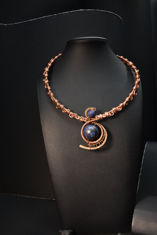 Lapis Lazuli — Retrograde Copper/ Brass Collar Necklace