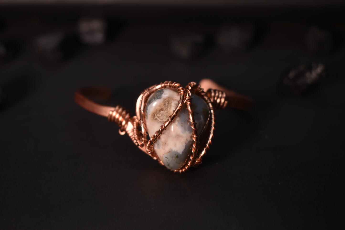 Moss Agate - The Orbit Current: Copper Bangle