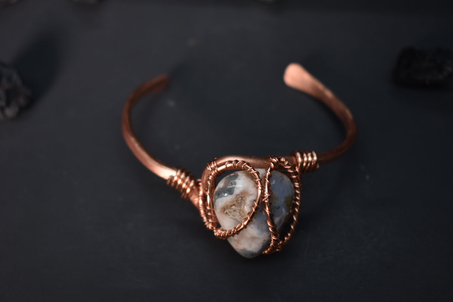 Moss Agate - The Orbit Current: Copper Bangle