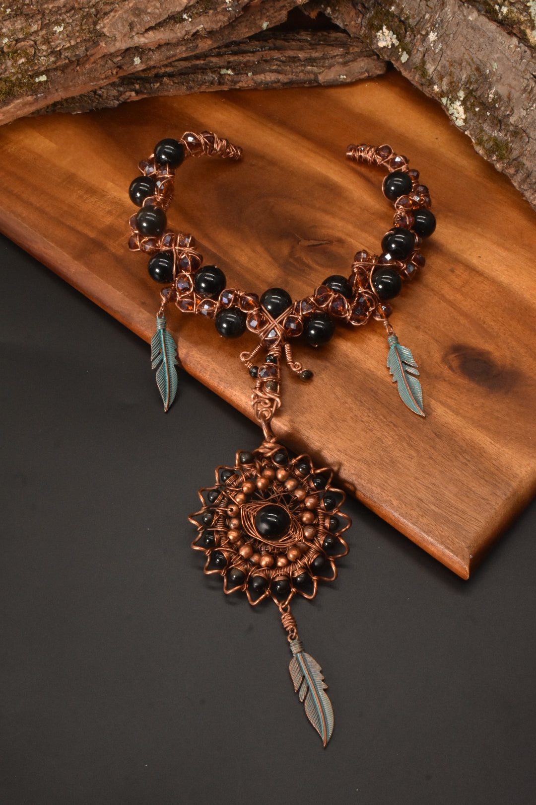 The Fairytale Protector — Obsidian Copper Necklace - KOSMIK COLLECTIONS