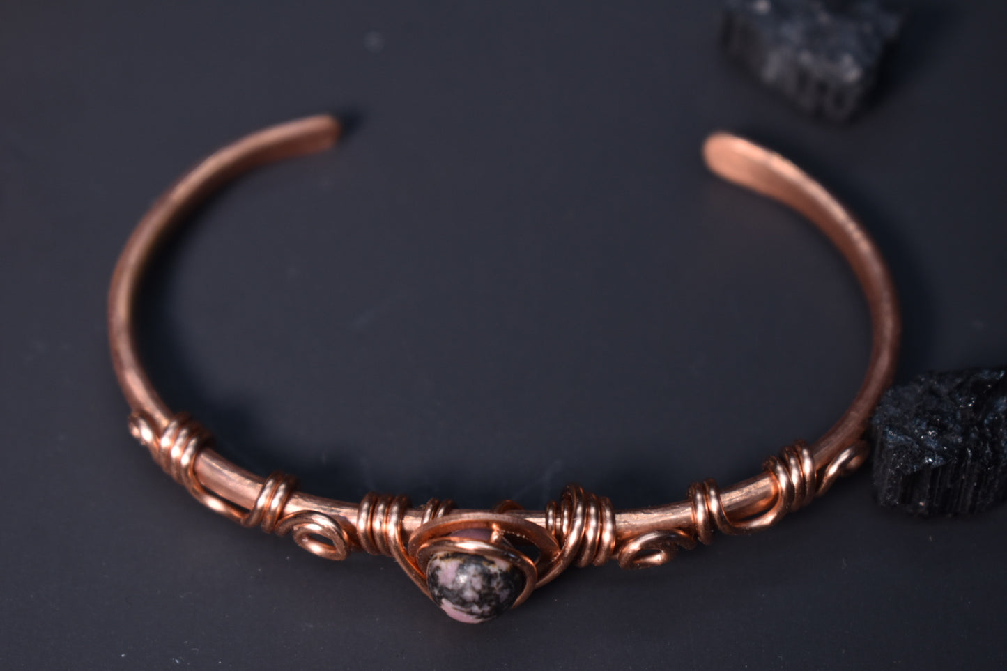 Rhodonite Orbit- Half Cuff Bangles