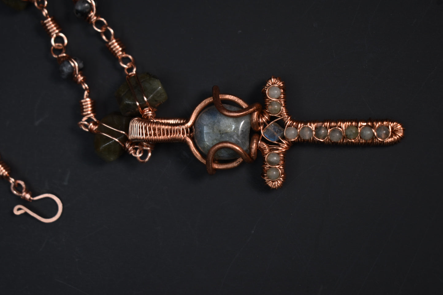 Labradorite- Copper Ankh of the Veiled Moon  1 of 1