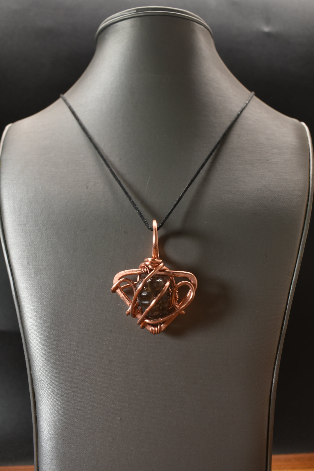 Smoky Quartz Medallion — Copper Pendant Necklace