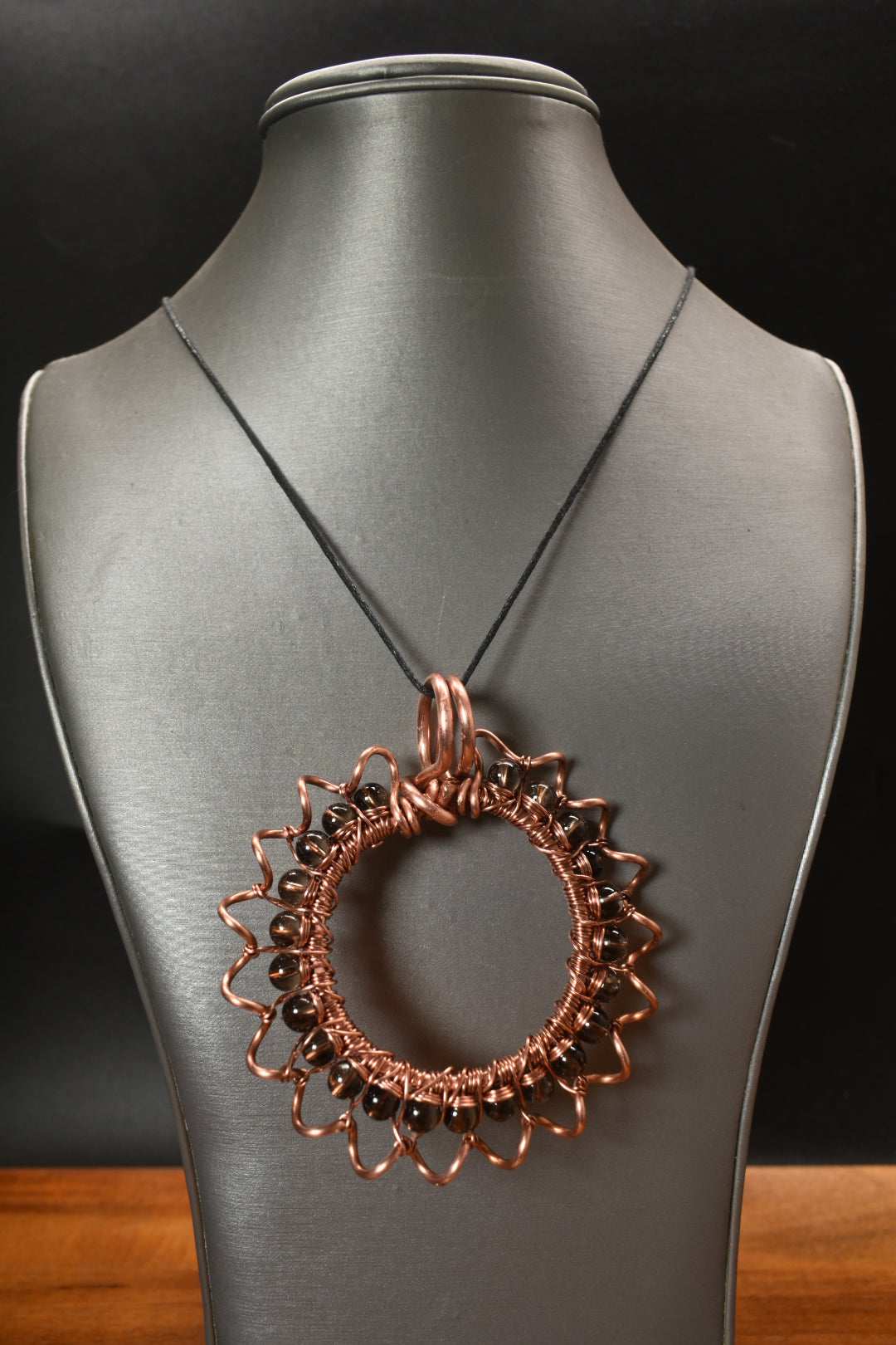 Smokey Quartz Mandala — Copper Pendant Necklace