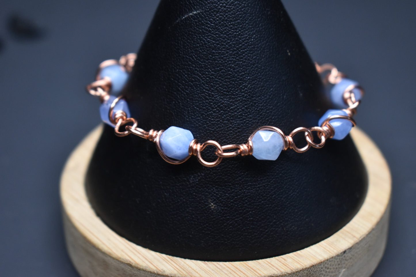 Aquamarine- Orbit: Copper Bracelet