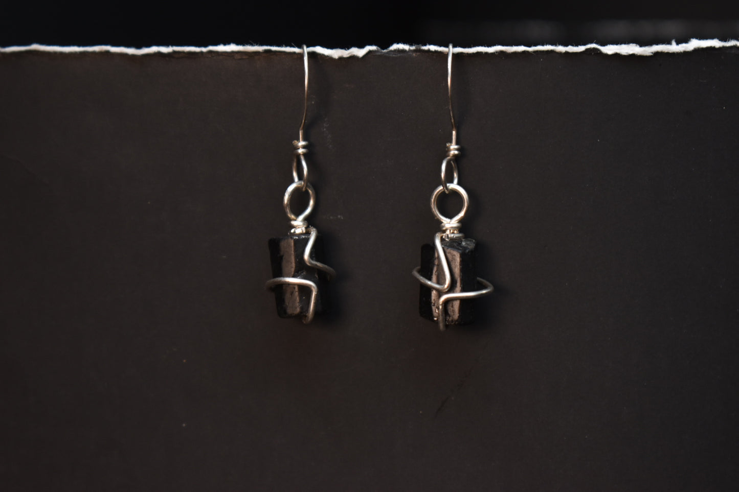 Black Obsidian- Void Anchor Sterling Silver Earrings
