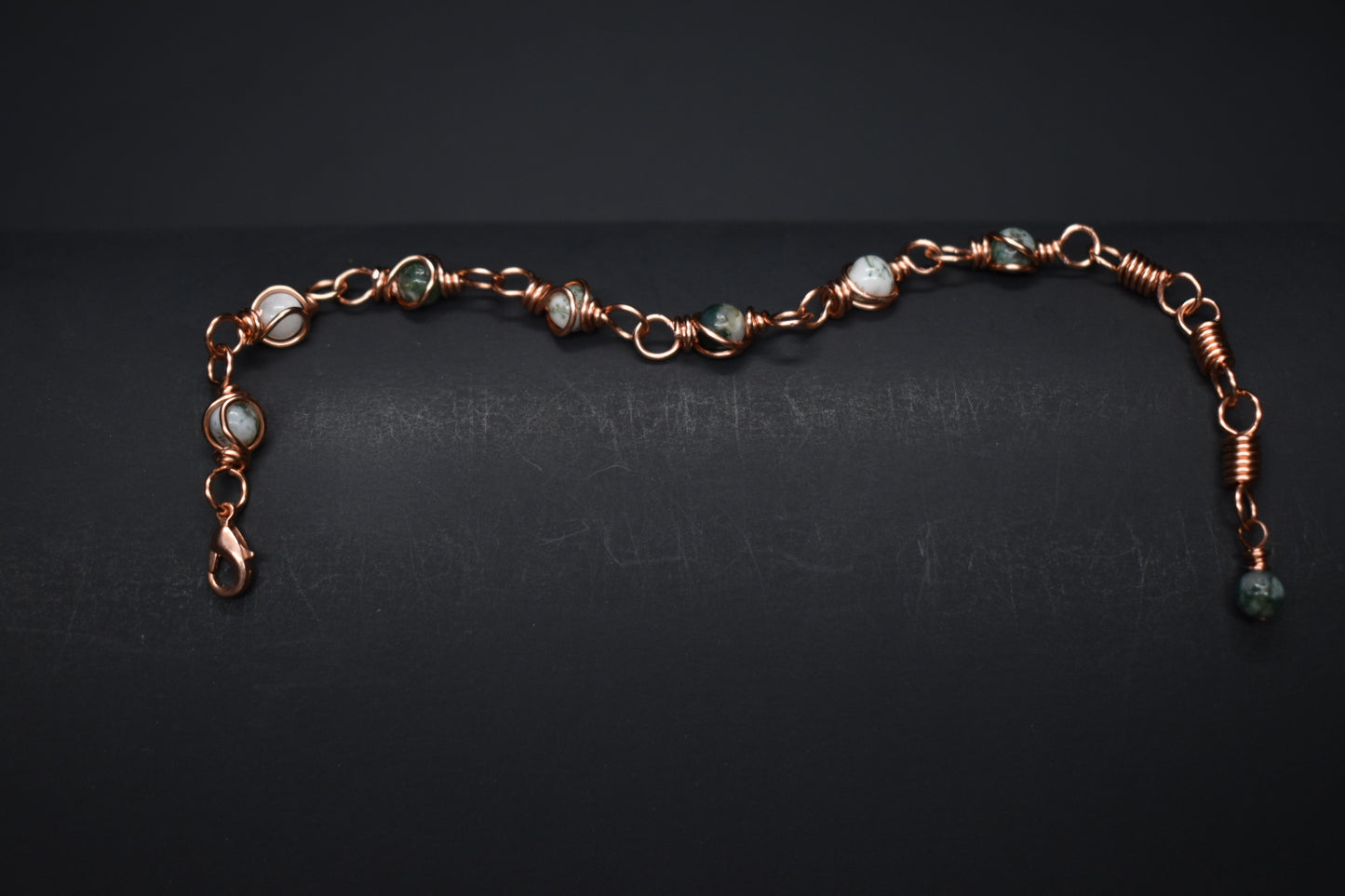 Moss Agate - Kosmik Orbit Copper Bracelet