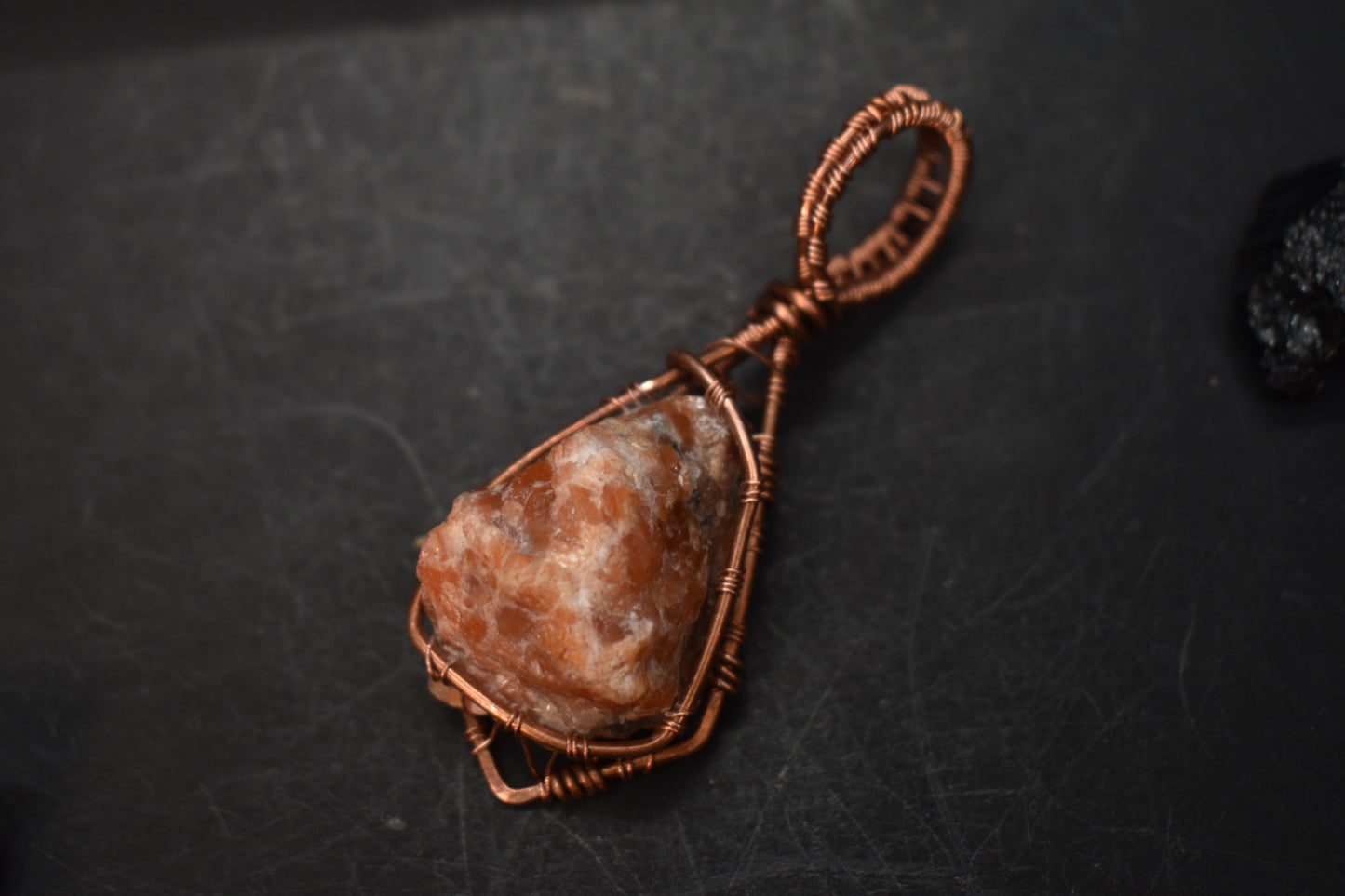 Sunstone- Helix Ember-stone: Copper Pendant