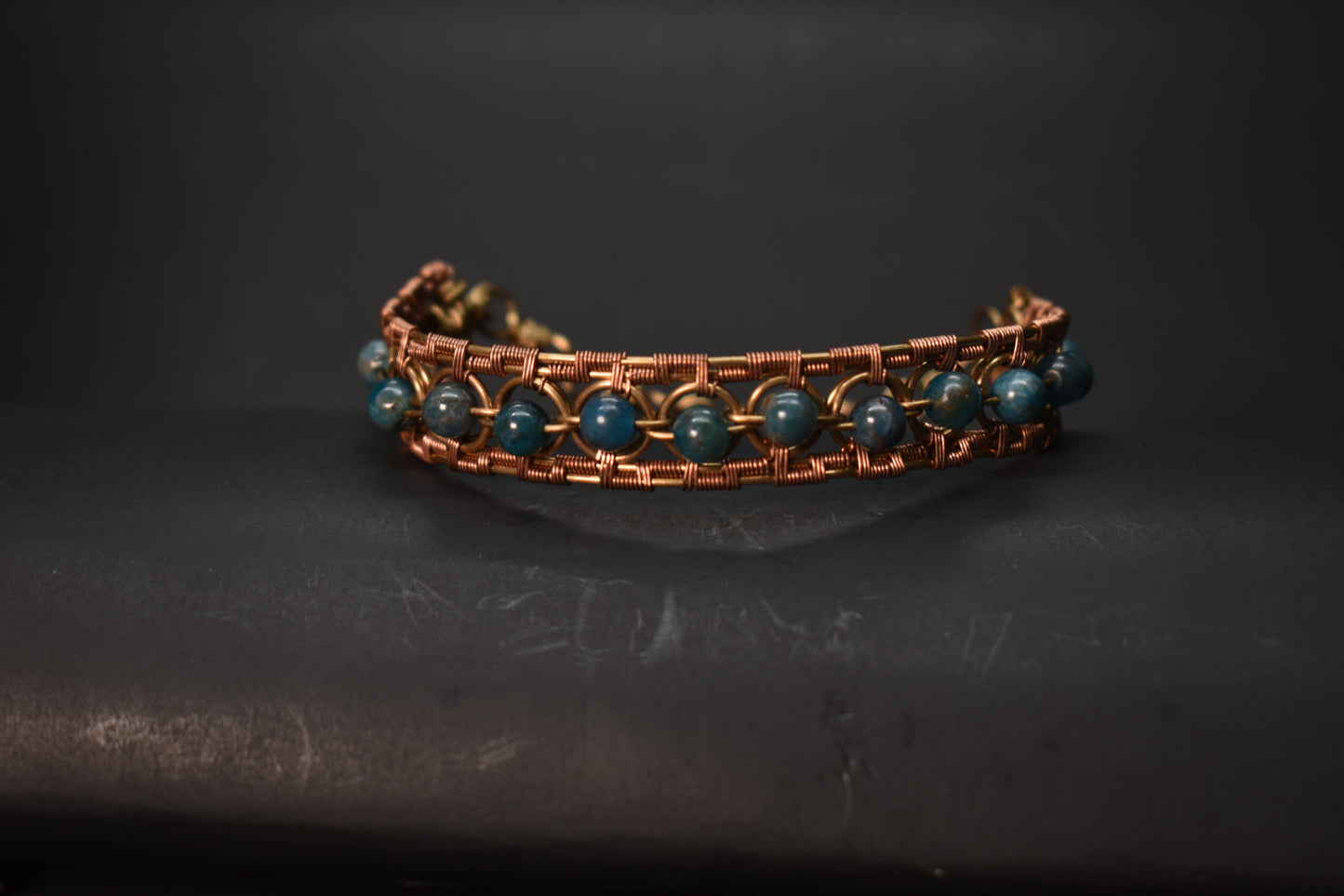 Apatite — Kundalini Brass & Copper Cuff Bracelet